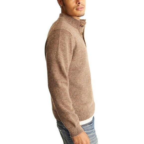 Frye Men's Long Sleeve Three-Button Mock Neck Henley Sweater Coffee Brown XXL - Picture 1 of 7